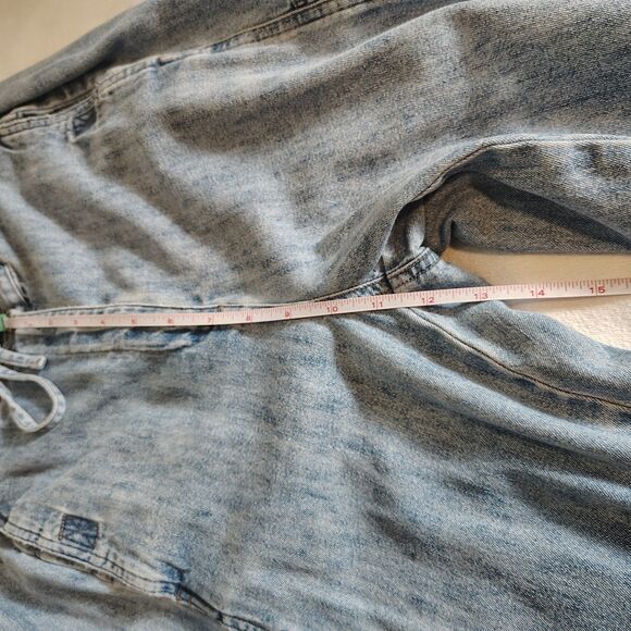 Relativity Y2K Cargo Denim Jeans 10 Tie Waist Baggy Relaxed Utility Streetwear - Picture 8 of 12